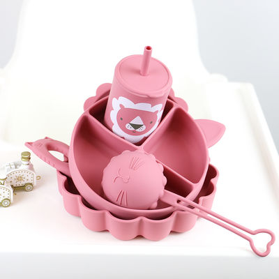 Sprzedaż hurtowa Baby Geschirr Led odstawianie od piersi silikonowy śliniaczek łyżka miska łyżka miska płyta silikonowy zestaw stołowy do karmienia dziecka produkt