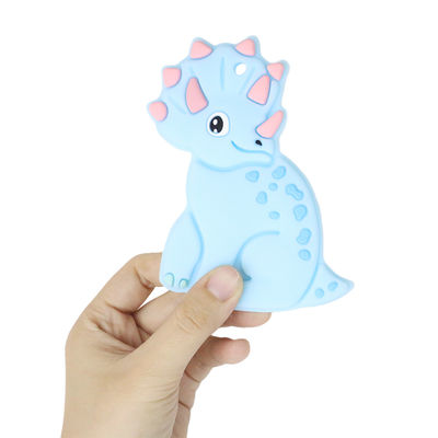 Kolorowy spersonalizowany silikonowy gryzak dla dzieci w kształcie dinozaura z owcą