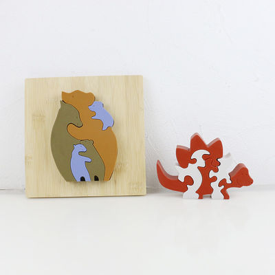 Dostosuj puzzle silikonowe, puzzle 3D dla niemowląt z drewnianą bambusową podstawą