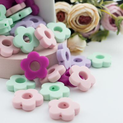 Otwory na kwiaty Silikonowy koralik ząbkujący 4,5 cm dla majsterkowiczów Naszyjnik z klipsem do smoczka do żucia