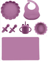 Niestandardowy Pantone Kolor silikonowy zestaw obiadowy 5 sztuk Zestaw odstawienia silikonowego
