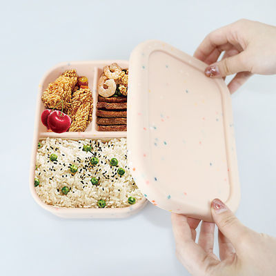 3-komorowe silikonowe pojemniki na lunch, wielokrotnego użytku silikonowe pudełko na lunch Bento, szczelne