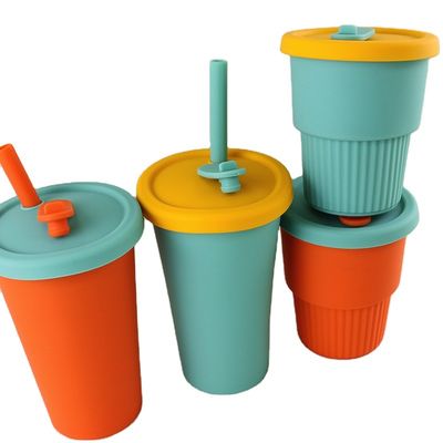 Travel Camp Składany silikonowy kubek do kawy 350 ml ze słomianą pokrywką