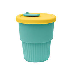 Travel Camp Składany silikonowy kubek do kawy 350 ml ze słomianą pokrywką