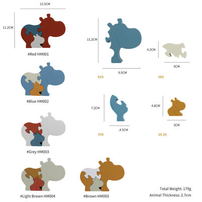 Food Grade Silikonowe puzzle dla niemowląt BPA Free Eco Friendly Hippo Shape