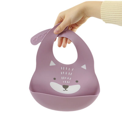 Cacoon Cat Fox Silikonowe śliniaki do łapania pokarmu z nadrukiem dla małych dzieci