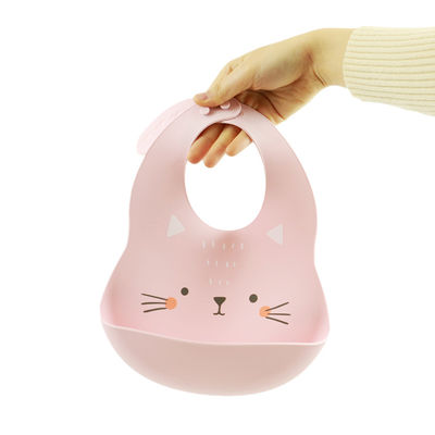 Cacoon Cat Fox Silikonowe śliniaki do łapania pokarmu z nadrukiem dla małych dzieci