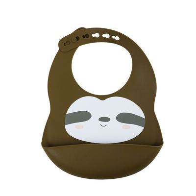 Silikonowy śliniaczek dla niemowląt w kolorze Pantone z nadrukiem Cute Animal Sloth