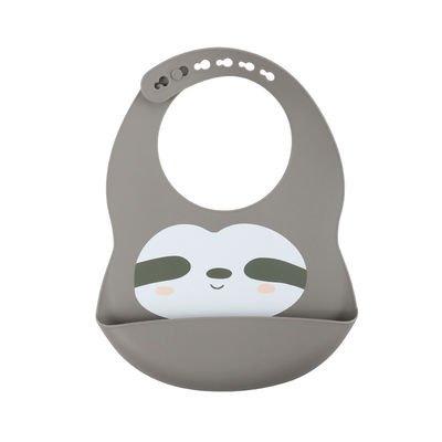 Silikonowy śliniaczek dla niemowląt w kolorze Pantone z nadrukiem Cute Animal Sloth