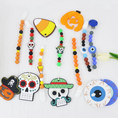 Gorący sprzedawanie Halloweenowe silikonowe koraliki ogniskowe dla dzieci DIY ząbkowanie breloki