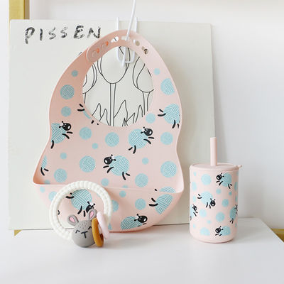 Chroń swoje ubrania dla niemowląt Silicone Baby Bib Odporny na plamy Drukowanie zwierzęce wzór Silicone Bib