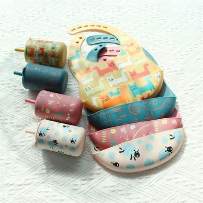 Pojemność 200 ml Puchar do picia Puchar silikonowy dla dzieci Styl drukowanie zwierzęce Cute Puchar do szkolenia dzieci z słomką