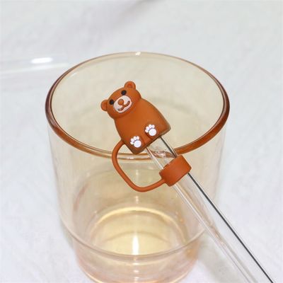 Niestandardowe silikonowe 10mm pokrywy ze słomy z 3D kreskówką Animal Design silikonowe słomy Toppers Kapelusz do kubków
