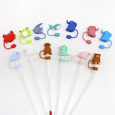 Niestandardowe silikonowe 10mm pokrywy ze słomy z 3D kreskówką Animal Design silikonowe słomy Toppers Kapelusz do kubków