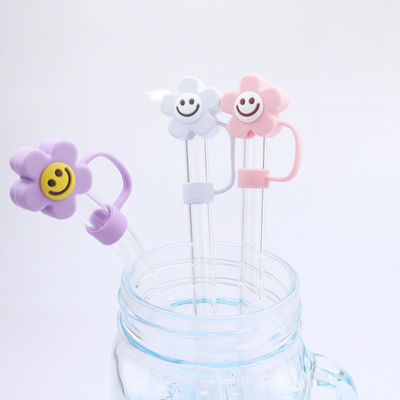 3D Flower Design Silicone Straw Cap 100% Bpa Free Non Toxic Safe Silicone Toppers For Cup Straw