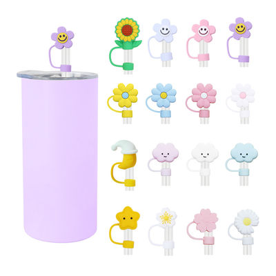 3D Flower Design Silicone Straw Cap 100% Bpa Free Non Toxic Safe Silicone Toppers For Cup Straw