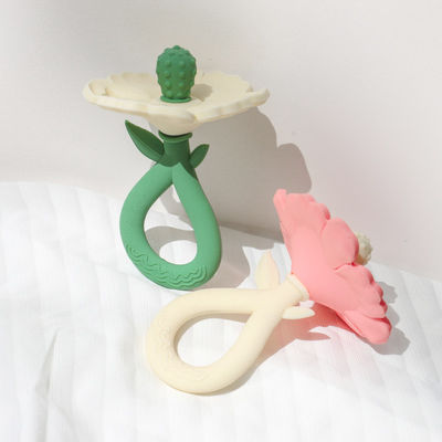 PAISEN Niestandardowe 6 miesięcy Zęby w kształcie rośliny kwiatowej Zęby z gumy 100% naturalnej Zęby z silikonu Żuwane Zęby z miękką zabawką dla dziecka