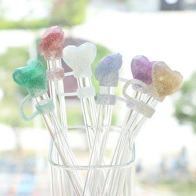 NOWE Przybycie serce diament błyszczące wzory Straw Cover Topper 3D 10mm Straw Toppers Kapelusze do kubków kubki szklanki