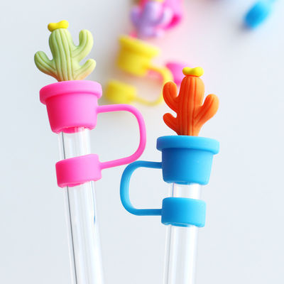 Kaktus Straw Stoppers Protector Drinking Accessories And Practical Design Wielokrotnie używalne Cute Silicone Straw Lids Tips Protectors