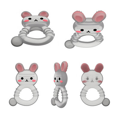 2025 Fabryka Bunny Cute Design Przejrzysty Sensory Ice Cream Zamrażalny silikonowy zęby z wodą dla dzieci