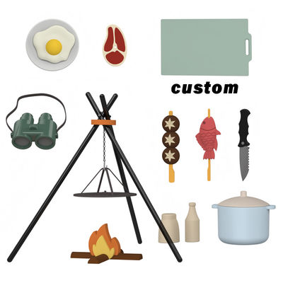 Logo na zamówienie 19-PC Silicone Mini Chef Barbecue Role Playing Kitchen Cook Toy Set Pretend Picnic Play Kitchen Toys Gift Baby Toys