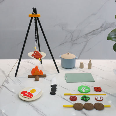 Logo na zamówienie 19-PC Silicone Mini Chef Barbecue Role Playing Kitchen Cook Toy Set Pretend Picnic Play Kitchen Toys Gift Baby Toys
