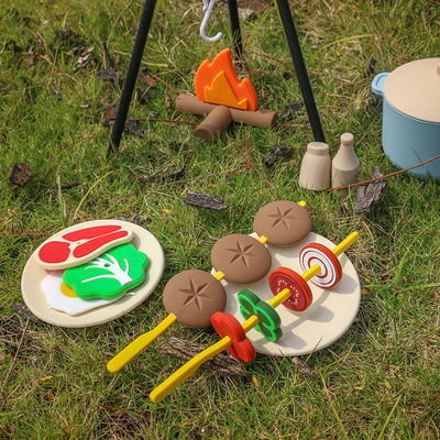 Logo na zamówienie 19-PC Silicone Mini Chef Barbecue Role Playing Kitchen Cook Toy Set Pretend Picnic Play Kitchen Toys Gift Baby Toys