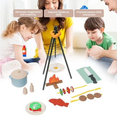 Logo na zamówienie 19-PC Silicone Mini Chef Barbecue Role Playing Kitchen Cook Toy Set Pretend Picnic Play Kitchen Toys Gift Baby Toys