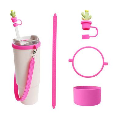 30oz 40oz Tumbler z uchwytem Anty-śramki silikonowy Puchar rękaw i anty-ślizg butelka wody uchwyt paska