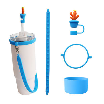 30oz 40oz Tumbler z uchwytem Anty-śramki silikonowy Puchar rękaw i anty-ślizg butelka wody uchwyt paska