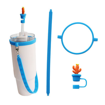 30oz 40oz Tumbler z uchwytem Anty-śramki silikonowy Puchar rękaw i anty-ślizg butelka wody uchwyt paska