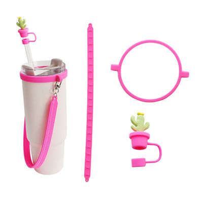 30oz 40oz Tumbler z uchwytem Anty-śramki silikonowy Puchar rękaw i anty-ślizg butelka wody uchwyt paska