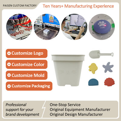 Customized Baby Silicone Sand Bucket Set | 6-Piece Beach Toy Kit with Molds & Shovel | BPA-Free Soft Silicone for Toddler Summer Outdoor Play | OEM ODM