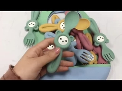 Miękkie, słodkie, silikonowe widelce i łyżki w stylu pandy dla małych dzieci